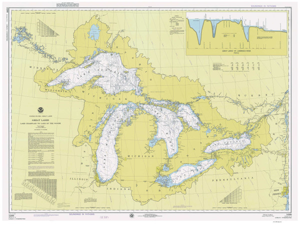 Great Lakes 1975 - Old Map Reprint Nautical Chart LS0