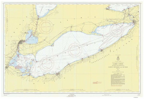 Lake Erie 1956 - Old Map Nautical Chart Reprint LS3