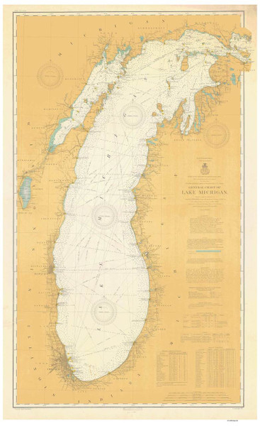 Lake Michigan 1906 - Old Map Nautical Chart Reprint LS7