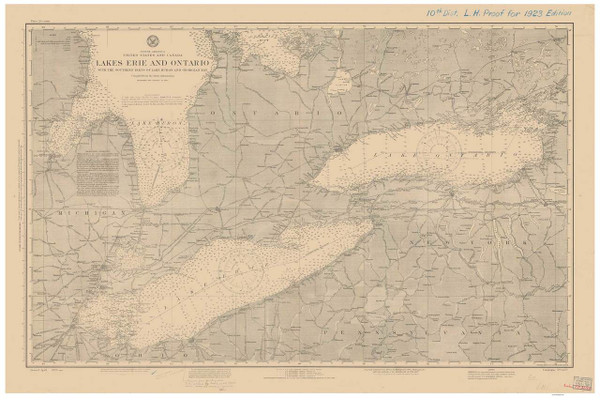 Lake Erie and Lake Ontario 1923 - Old Map Nautical Chart Reprint - Great Lakes 4 Lake Erie and Lake Ontario 1923 - Old Map Nautical Chart Reprint - Great Lakes 4