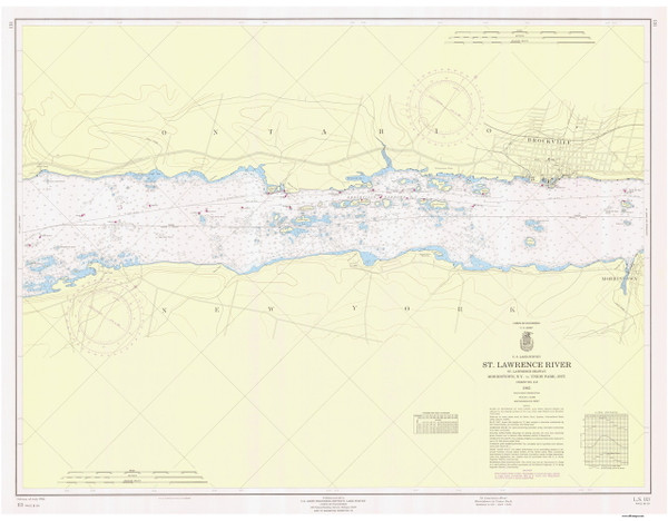 Morristown to Butternut Bay 1965 St Lawrence River Nautical Chart Reprint 113 NY/Ontario