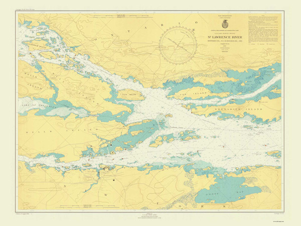Ironsides Island to Bingham Island 1946 -  St Lawrence River Nautical Chart Reprint - 115 NY/Ontario