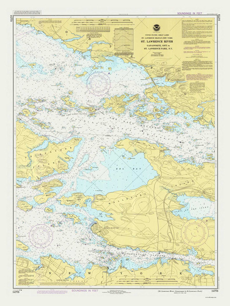 Gananoque to St. Lawrence Park 1986 -  St Lawrence River Nautical Chart Reprint - 116 NY/Ontario