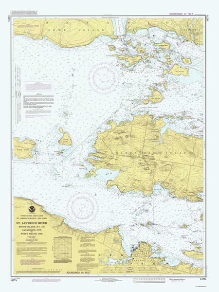 Round Island to Wolfe Island 1986 -  St Lawrence River Nautical Chart Reprint - 117 NY/Ontario
