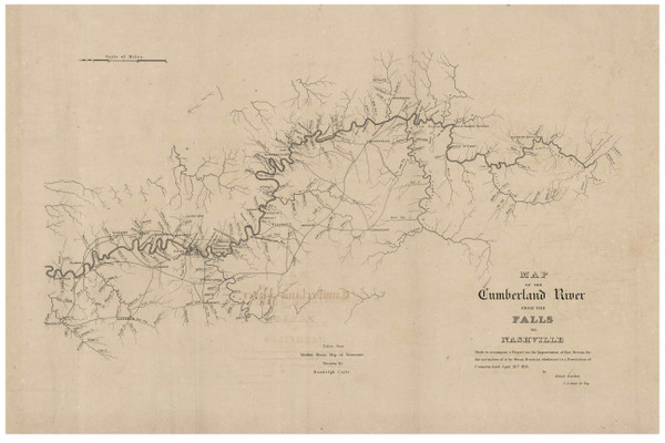 Cumberland River from the Falls to Nashville 1834 - Kentucky and Tennessee - Old Map Reprint - 1843 USA Regional Atlas Section 1