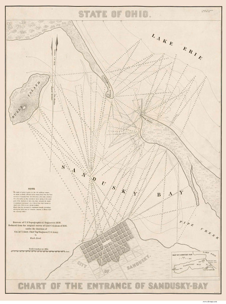 Entrance to Sandusky Bay, Ohio, 1838 - Old Map Reprint - 1843 USA Regional Atlas Section 5