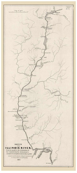 Illinois River from St. Louis to Peru, Illinois, 1837 - Old Map Reprint - 1843 USA Regional Atlas Section 6 Illinois River from St. Louis to Peru, Illinois, 1837 - Old Map Reprint - 1843 USA Regional Atlas Section 6