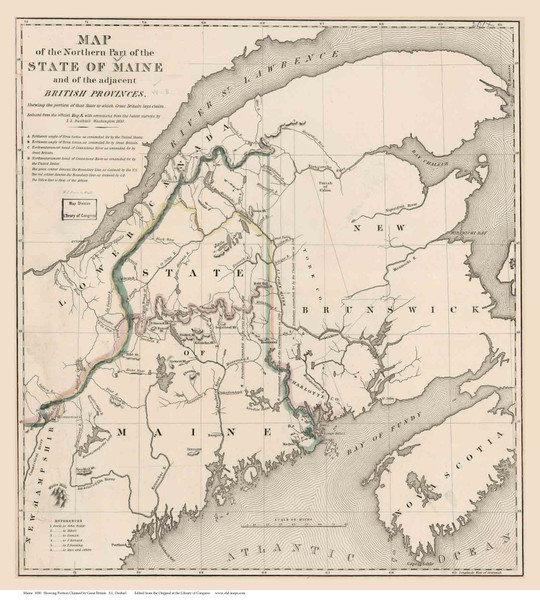 Maine and the Maritime Provinces, 1843 - Old Map Reprint - 1843 USA Regional Atlas Section 8
