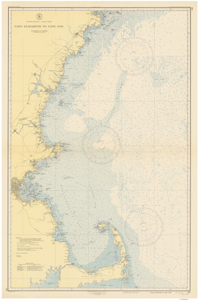 Cape Elizabeth to Cape Cod 1945 Nautical Map 1:210,100 sc Reprint BA 50