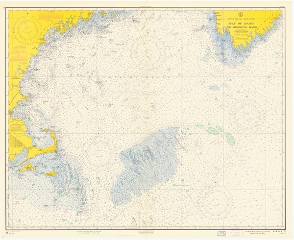 Gulf of Maine to Georges Bank 1960 Nautical Map 1:500,000 sc Reprint BA 71 Gulf of Maine to Georges Bank 1960 Nautical Map 1:500,000 sc Reprint BA 71