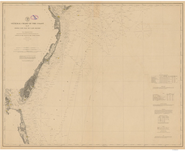 Cape May to Cape Henry 1878 AC Nautical - 1:400,000 Chart 9
