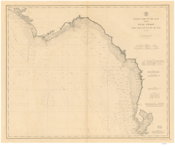 Tampa Bay to Cape San Blas 1895 AC Nautical - 1:400,000 Chart 17
