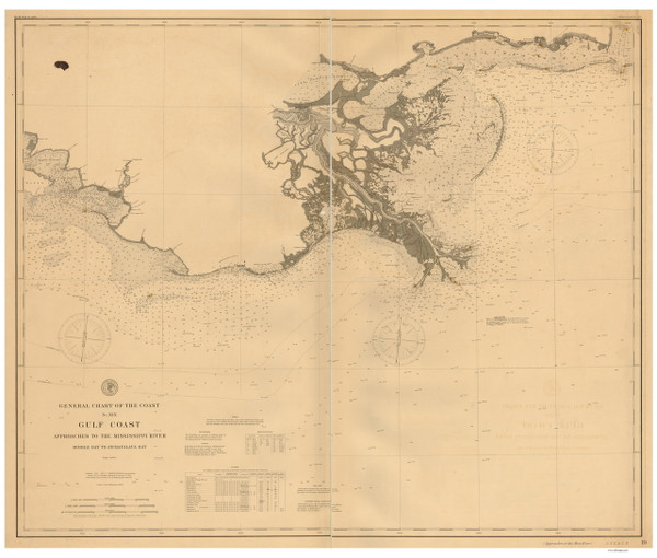 Mobile Bay to Atchafalaya Bay 1892 AC Nautical - 1:400,000 Chart 19