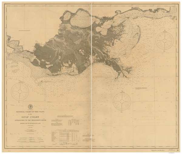Mobile Bay to Atchafalaya Bay 1900 AC Nautical - 1:400,000 Chart 19