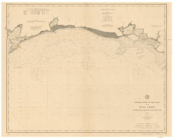 Atchafalaya Bay to Galveston Bay 1900 AC Nautical - 1:400,000 Chart 20