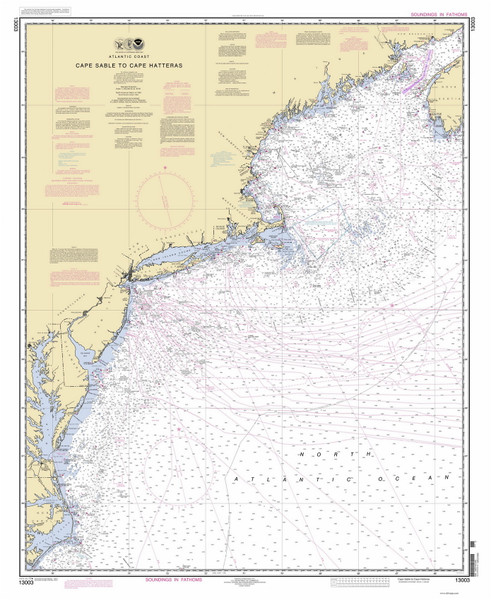 Cape Sable to Cape Hatteras 2012 Old Map Nautical Chart 1:1,200,000 sc Reprint 1000