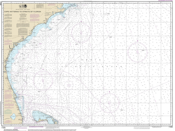 Cape Hatteras to Straits of Florida 2014 Old Map Nautical Chart 1:1,200,000 sc Reprint 1001