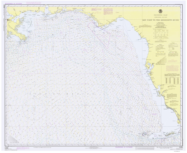 Key West to the Mississippi River 1978 Old Map Nautical Chart 1:875,000 sc Reprint 1003