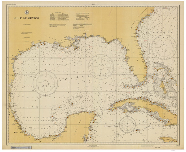 Gulf of Mexico 1931 Old Map Nautical Chart 1:2,160,000 sc Reprint 1007
