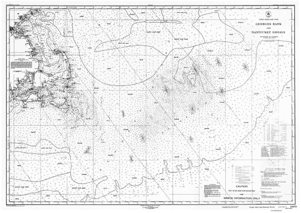 Georges Bank and Nantucket Shoals 1947 b&w AC General Chart 1107 Georges Bank and Nantucket Shoals 1947 b&w AC General Chart 1107