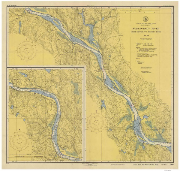 Deep River to Bodkin Rock 1947 - Old Map Nautical Chart AC Harbors 266 - Connecticut