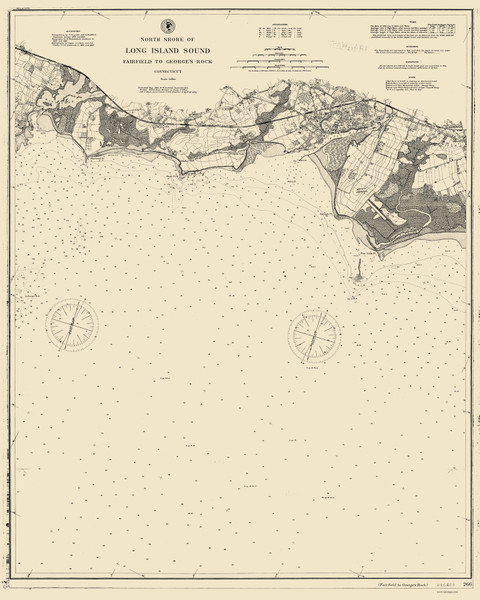 Fairfield to George's Rock 1895 - Old Map Nautical Chart AC Harbors 266 - Connecticut