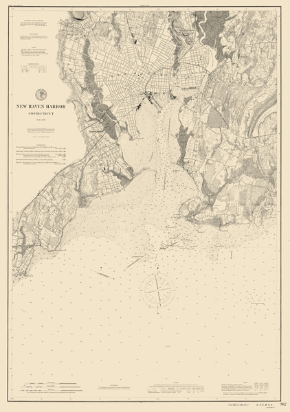 New Haven Harbor 1897 - Old Map Nautical Chart AC Harbors 218 - Connecticut