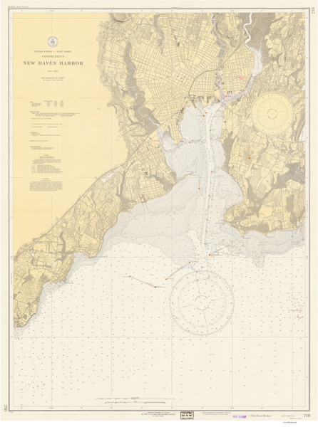 New Haven Harbor 1937 - Old Map Nautical Chart AC Harbors 218 - Connecticut