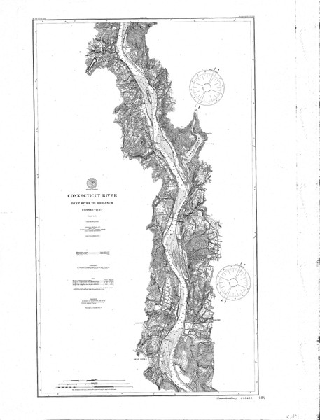 Deep River to Higganum 1900 - Old Map Nautical Chart AC Harbors 255 - Connecticut