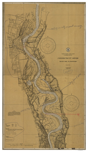 Rocky Hill to Hartford 1933 B - Old Map Nautical Chart AC Harbors 256 - Connecticut