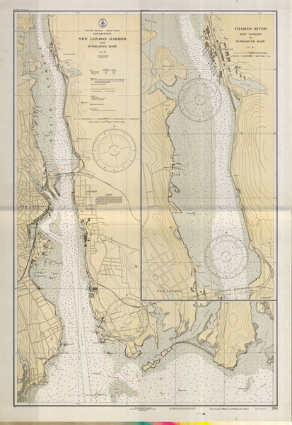 New London Harbor and Vicinity 1932 - Old Map Nautical Chart AC Harbors 293 - Connecticut New London Harbor and Vicinity 1932 - Old Map Nautical Chart AC Harbors 293 - Connecticut