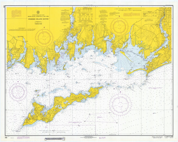 Fishers Island Sound 1971 - Old Map Nautical Chart AC Harbors 358 - Connecticut