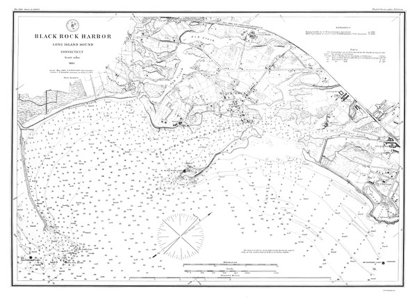 Black Rock Harbor 1884 B&W - Old Map Nautical Chart AC Harbors 363 - Connecticut