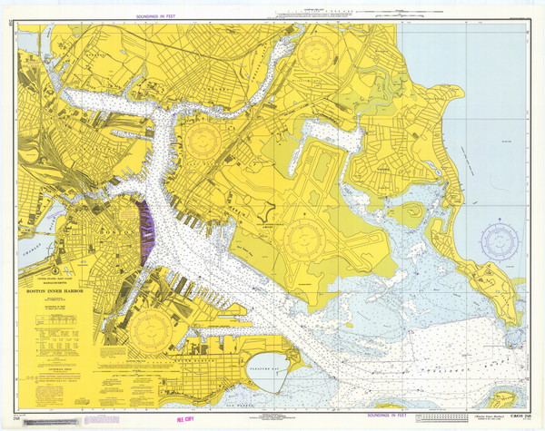 Boston Inner Harbor 1974 - Old Map Nautical Chart AC Harbors 248 - Massachusetts