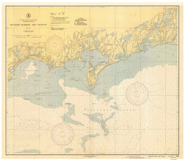 Hyannis Harbor 1942 Old Map Nautical Chart AC Harbors 2 258 - Massachusetts