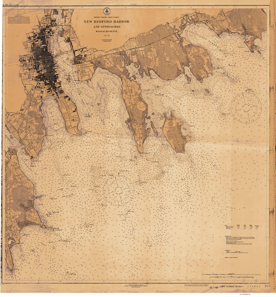 New Bedford Harbor and Approaches 1927 Old Map Nautical Chart AC Harbors 2 252 - Massachusetts