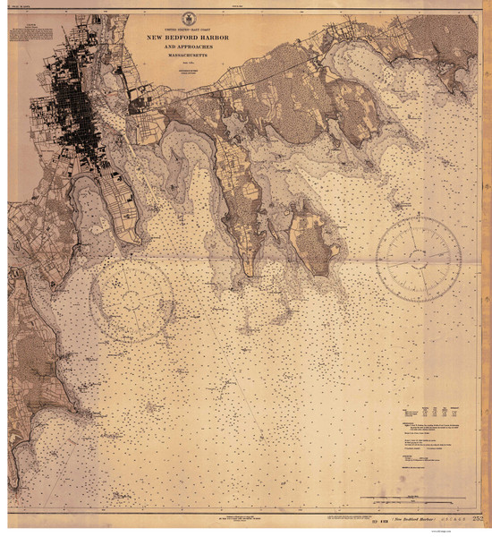 New Bedford Harbor and Approaches 1930 Old Map Nautical Chart AC Harbors 2 252 - Massachusetts New Bedford Harbor and Approaches 1930 Old Map Nautical Chart AC Harbors 2 252 - Massachusetts