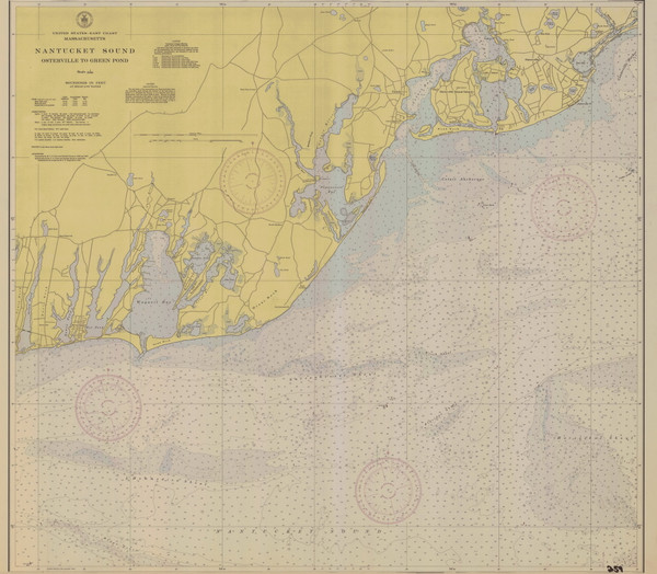 Nantucket Sound Osterville to Green Pond 1943 C Old Map Nautical Chart AC Harbors 2 259 - Massachusetts