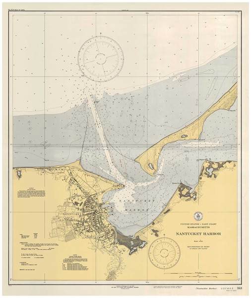 Nantucket Harbor 1936 Old Map Nautical Chart AC Harbors 2 343 - Massachusetts