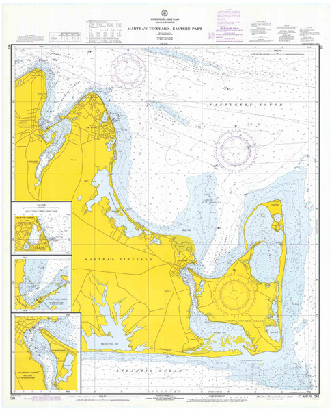 Martha's Vineyard - Eastern Part 1970 Old Map Nautical Chart AC Harbors 2 261 - Massachusetts