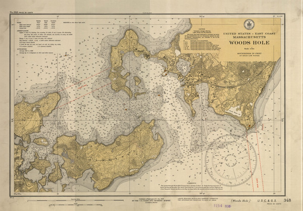 Woods Hole 1936 Old Map Nautical Chart AC Harbors 2 348 - Massachusetts