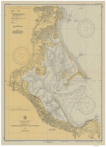 Plymouth, Kingston, and Duxbury Harbors 1946 - Old Map Nautical Chart AC Harbors 1 338 - Massachusetts