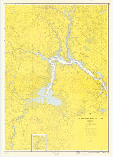 Portsmouth to Dover and Exeter 1960 - Old Map Nautical Chart AC Harbors 1 212 - Maine