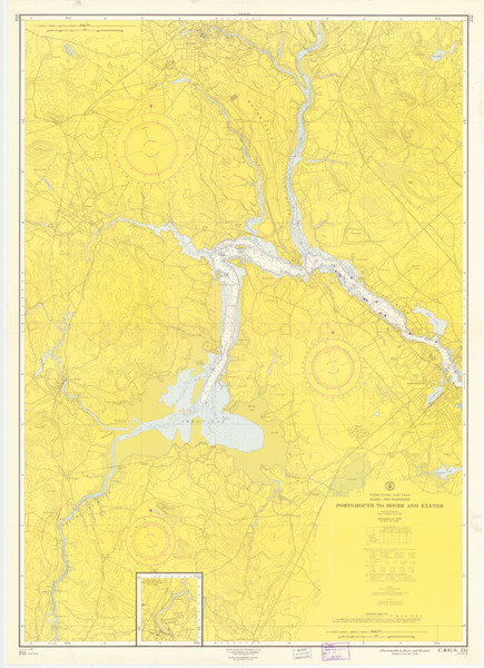 Portsmouth to Dover and Exeter 1965 - Old Map Nautical Chart AC Harbors 1 212 - Maine