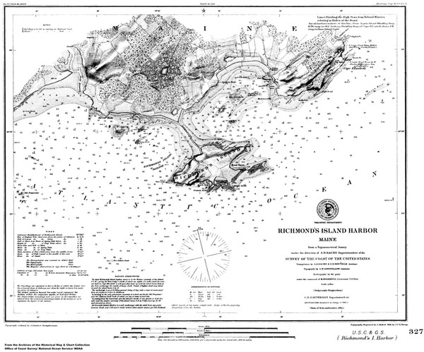Richmonds Island Harbor 1851 F - Old Map Nautical Chart AC Harbors 1 327 - Maine