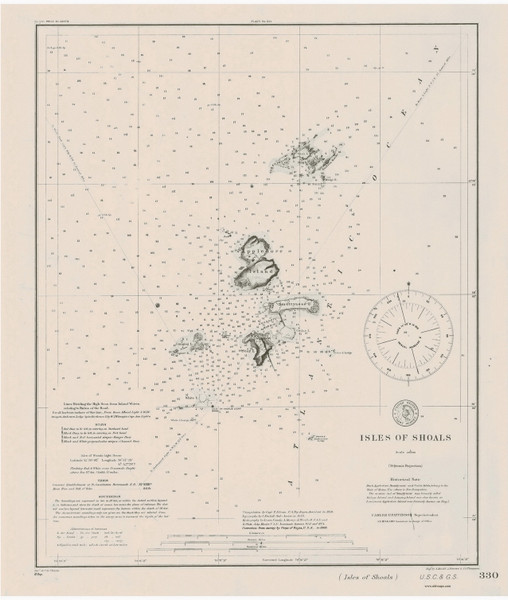 Isles of Shoals 1911 - Old Map Nautical Chart AC Harbors 1 330 - Maine
