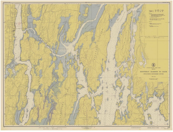 Boothbay Harbor to Bath 1946 Old Map Nautical Chart AC Harbors 2 230 - Maine