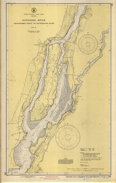 Kennebec River Abagadasset Point to Courthouse Point 1943 Old Map Nautical Chart AC Harbors 2 288 - Maine