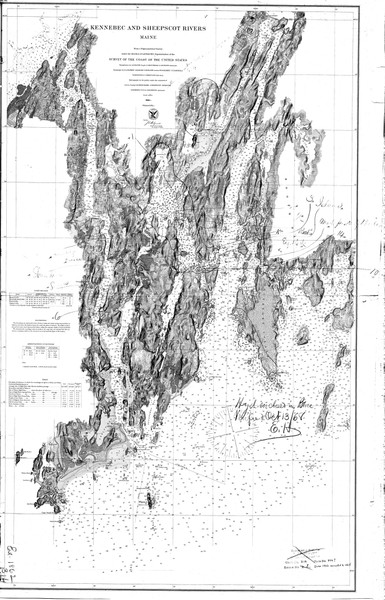 Kennebec and Sheepscot Rivers 1866 Old Map Nautical Chart AC Harbors 2 314 - Maine