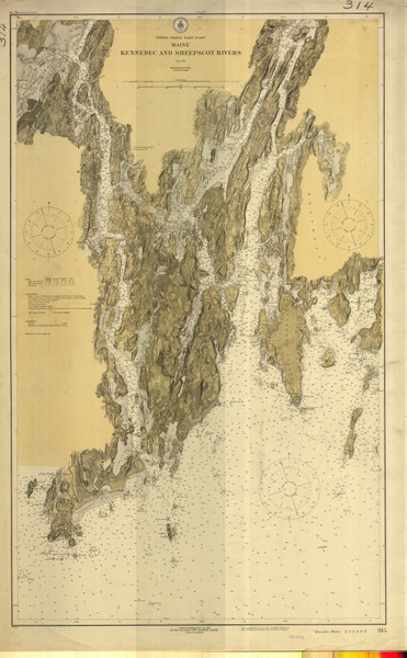 Kennebec and Sheepscot Rivers 1920 Old Map Nautical Chart AC Harbors 2 314 - Maine